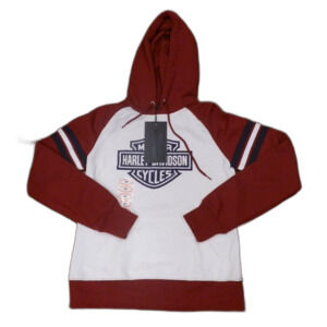 Harley-Davidson Colorblock Hoodie-Knit White Maroon Women's Size XS NWT